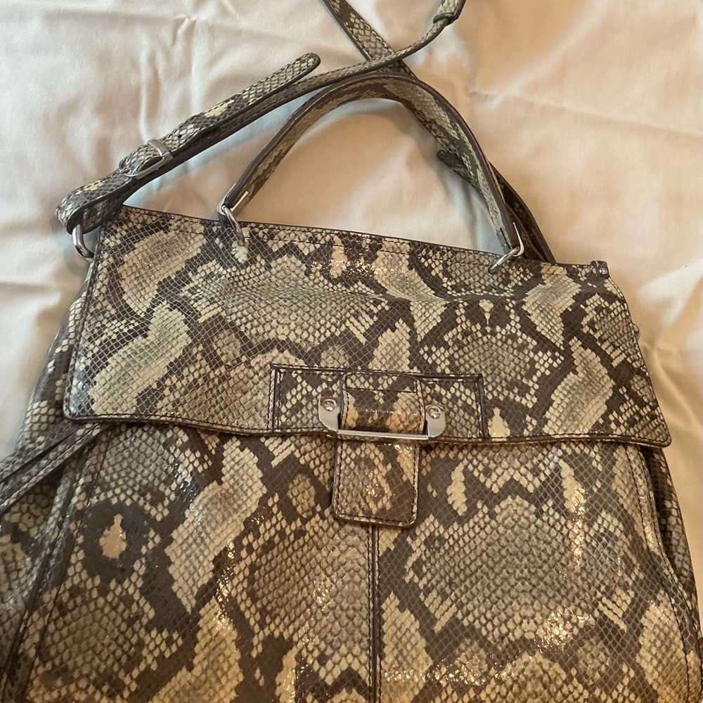 KOOBA Python-Print  Satchel Handbag - Picture 2 of 5